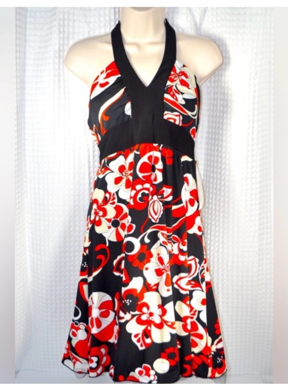 Rickis Women’s Black and Red Floral Halter Dress